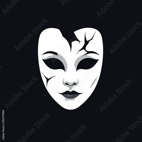Black theatrical masquerade mask isolated on white background representing mystery and costume disguise