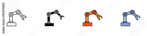 Industrial robotic arm icon vector. Mechanical robot hand for manufacturing and technology engineering. Vector Illustration.