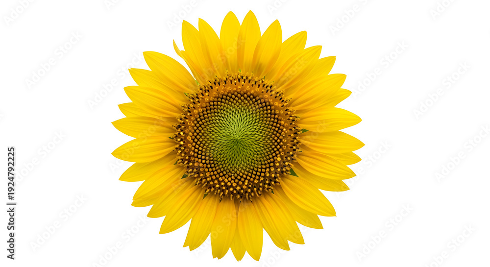 Fototapeta premium Vibrant Yellow Sunflower on White Background