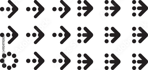 Minimalist Arrow and Progress Dot vector Icon Set for Web and UI Design