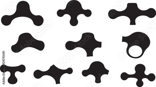 Collection of abstract black shapes on white background