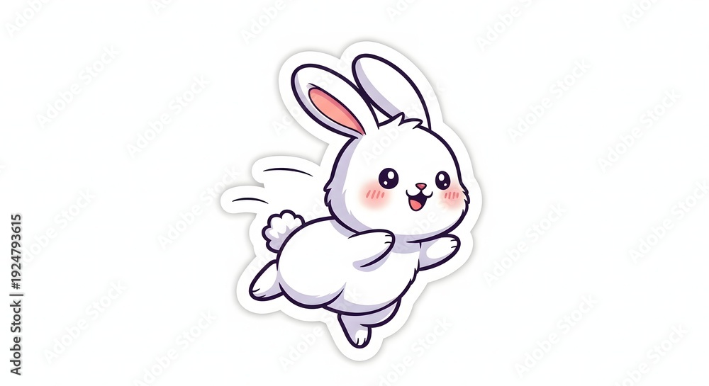 Fototapeta premium AIzaSyBFcFvcPByegxKqKy-518t5MF7DMOm4IUQ Adorable White Bunny Rabbit Cartoon Illustration