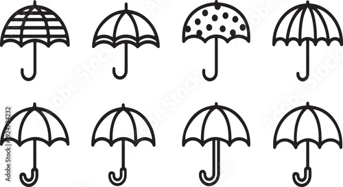 A collection of ten different umbrellas with various patterns and designs Vector