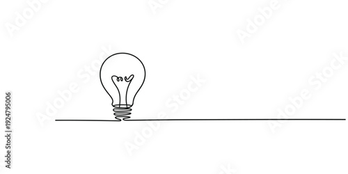 Continuous line drawing of a light bulb symbolizing creativity, innovation, and idea generation