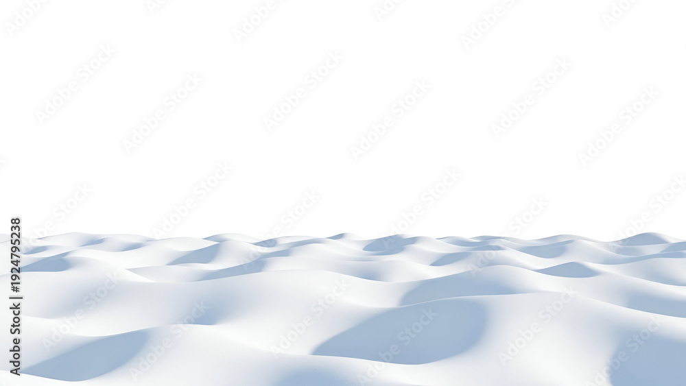 Fototapeta premium Abstract undulating white snow dunes on a white background