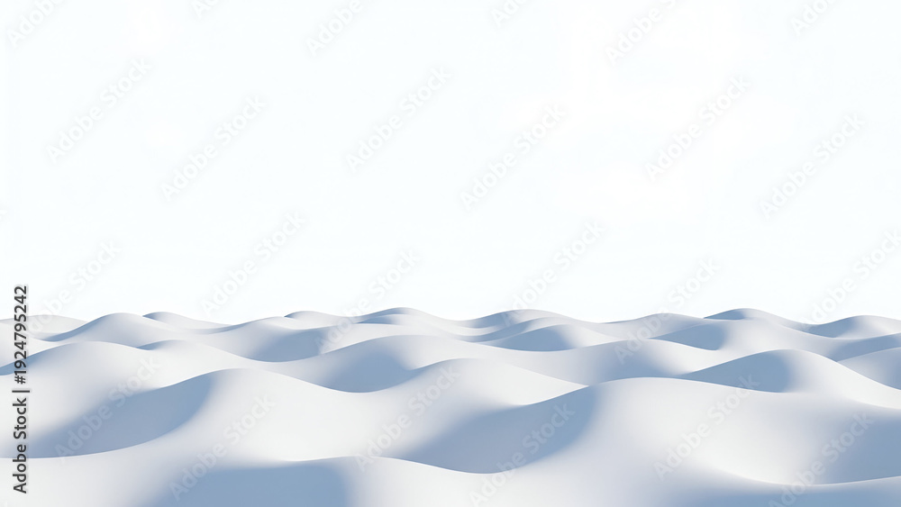 Fototapeta premium Abstract Snow Dunes Against White Sky winter background