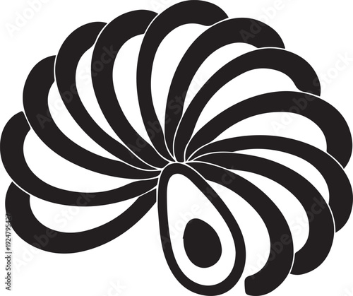 Avocado slice vector silhouette illustration showing stylized layers for healthy food icons