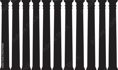 Black and white fence with vertical bars pattern design