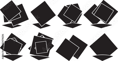 Collection of black squares and rectangles in various positions