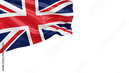 Union Jack Flag Waving on a White Background united kingdom