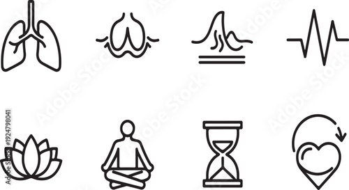 Icons representing health, wellness, and relaxation techniques Vector