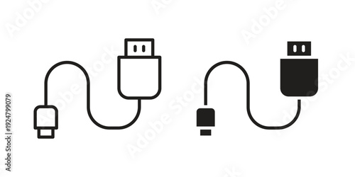 USB cable icon. linear style sign for mobile concept and website ui design