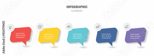 5 steps rectangle Business infographics template.  Ascending steps success strategy and financial growth process. Timeline designed for business, presentations, web design, interface, diagrams.
