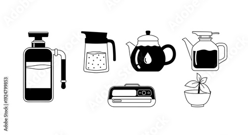 Collection of Various Beverage Containers and Appliances.