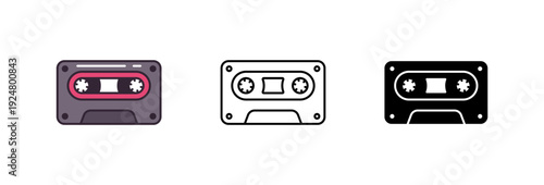 Simple cassette tape icon isolated on white background.