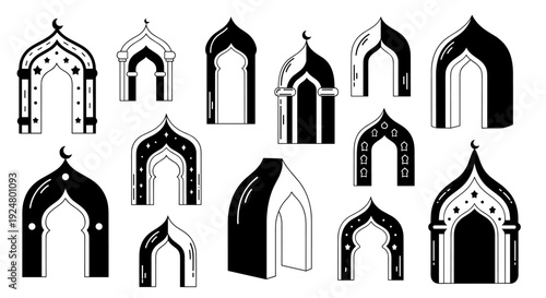 Collection of Islamic Architectural Arches and Doorways.