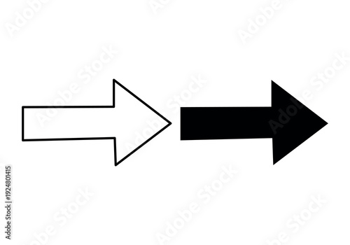 Basic black and white arrows pointing right, graphic symbols for direction and navigation