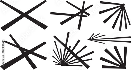 Black lines and shapes on white background abstract design