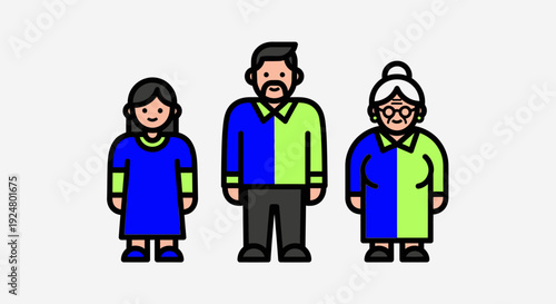 Illustration of a family of three standing together in harmony and unity