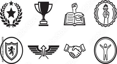 A collection of various achievement and recognition icons and symbols Vector