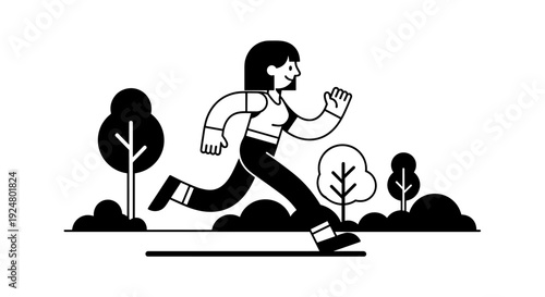 Energetic woman running outdoors, showcasing a healthy and active lifestyle.