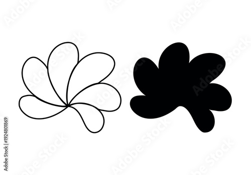 Abstract floral outline and solid shape graphic element design resource