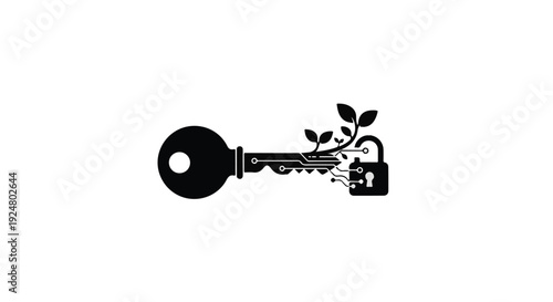 A sprouting key unlocks a new beginning, symbolizing growth and opportunity.