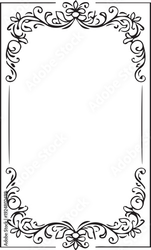 A classic full rectangular frame with continuous intricate scrollwork adorning all sides and corners.