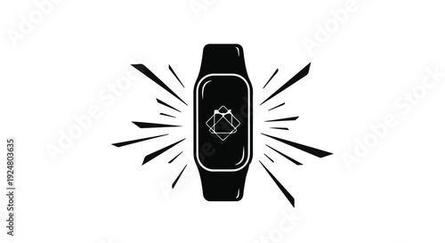 Fitness tracker on wrist with radiating lines indicating activity or notification