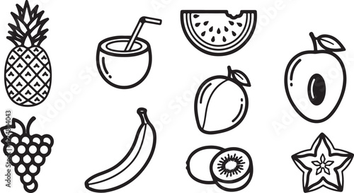 A delightful assortment of various fruits and a star Vector