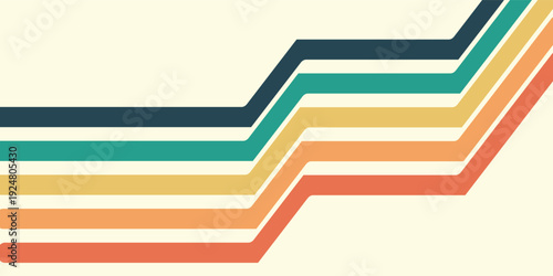 Abstract background of rainbow groovy Wavy Line design in 1970s Hippie Retro style. Vector pattern ready to use for cloth, textile, wrap and other.