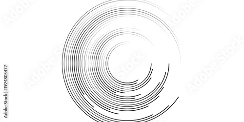  Lines in Circle Form . Spiral Vector Illustration .Technology round Logo . Design element . Abstract Geometric shape .