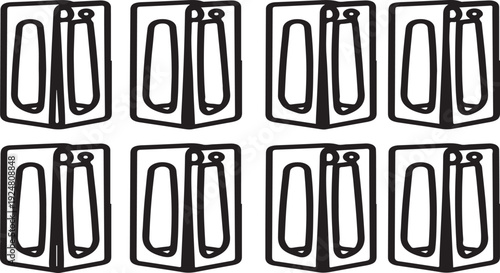 A collection of various types of binders in a row. Vector