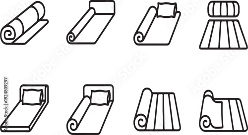 A variety of different types of rolled and stacked materials Vector