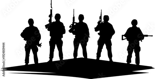 Group of Soldiers Military Silhouettes 