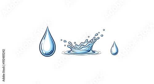 Water Droplets and Splash Illustration