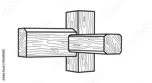 Wooden Joinery Technique: Mortise and Tenon Joint Illustration