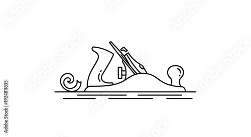 Woodworking Hand Plane Tool Icon, Carpentry Equipment, Isolated Vector Illustration