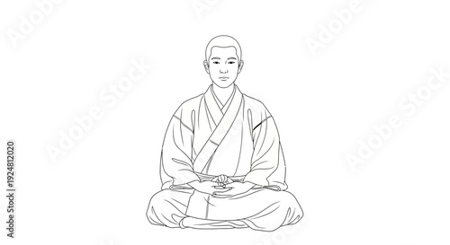 Zen Monk Meditating in Lotus Pose, Calmness, Spirituality, Mindfulness, Serenity