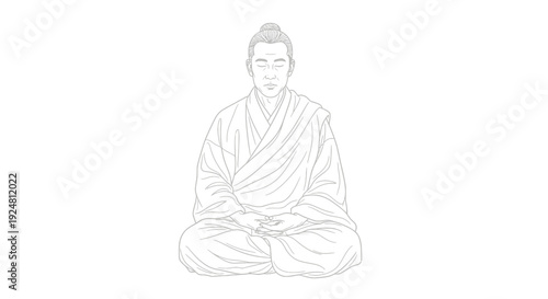Zen Monk Meditating in Lotus Pose, Serene Mindful Practice, Calm Spiritual Enlightenment