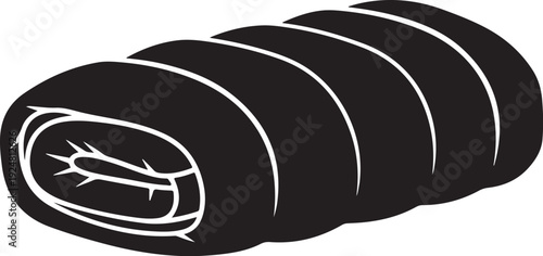 Black and white sushi roll on a clean background