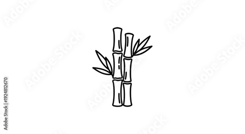 Minimalist Bamboo Stalk Icon Outline, Simple Asian Plant Illustration