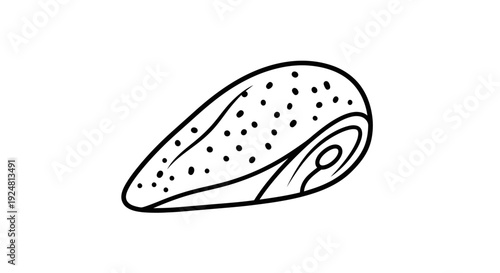 Hand-drawn illustration of a mussel in black and white, isolated on a white background