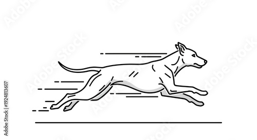 Fast Dog Running Silhouette, Speed Motion Lines, Athletic Animal