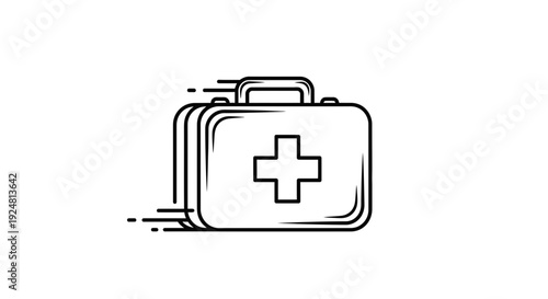 First Aid Kit Icon with Speed Lines, Medical Emergency Symbol, Health Care Concept