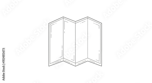 Folded Map Icon Illustration, Travel and Navigation Concept