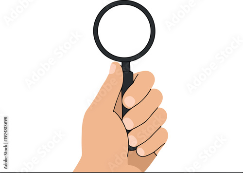 Hand Holding Magnifying Glass Vector Illustration