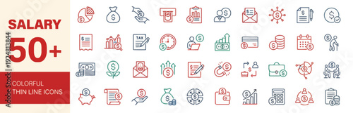 Collection of various icons representing business and finance concepts displayed on a clean white background from a straightforward viewpoint