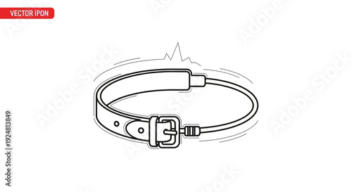 Dog Collar Icon, Pet Accessory, Animal Care, Vector Illustration
