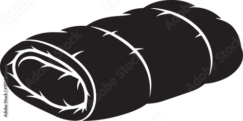 Barbed wire wrapped around a rolled up black object